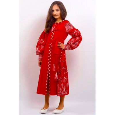 Embroidered costume for girl "Luxury 2" red